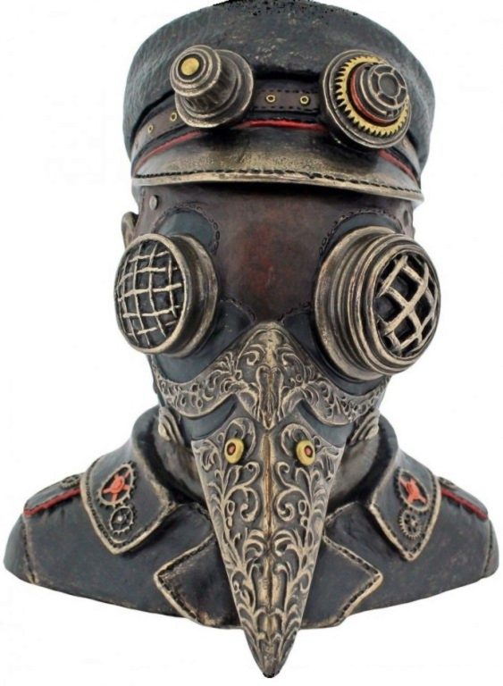 Photo of Steampunk Plague Doctor Bronze Figurine Secret Box 15.5cm