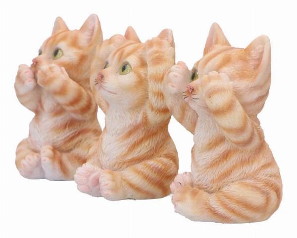 Photo #3 of product U6958A25 - Three Wise Ginger Cats Figurines (Set of 3)  See No, Hear No , Speak No Cats