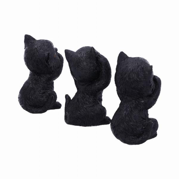 Photo #4 of product U5486T1 - Three Wise Kitties See No Hear No Speak No Evil Familiar Black Cats Figurine