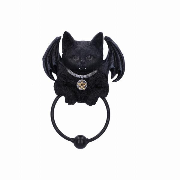 Photo #1 of product U6129W2 - Vampuss Black Bat Cat Door Knocker 20cm