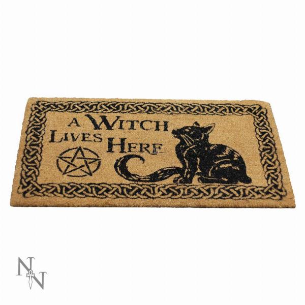 Photo #1 of product B2743G6 - A Witch Lives Here Witchcraft Familiar Doormat