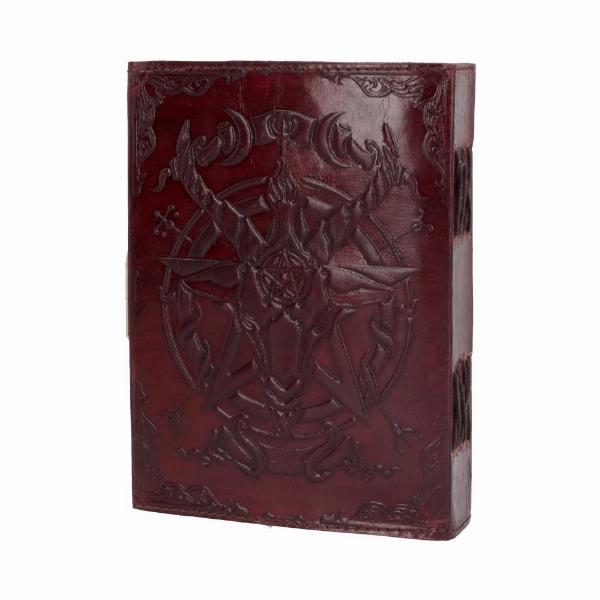 Photo #3 of product B4724P9 - Lockable Red Leather Baphomet Embossed Journal