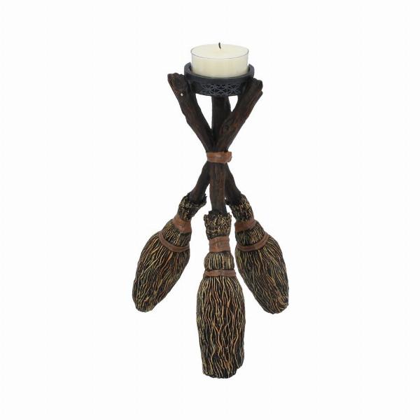 Photo #4 of product B3754K8 - Triple Broomstick Witchcraft Tealight Holder