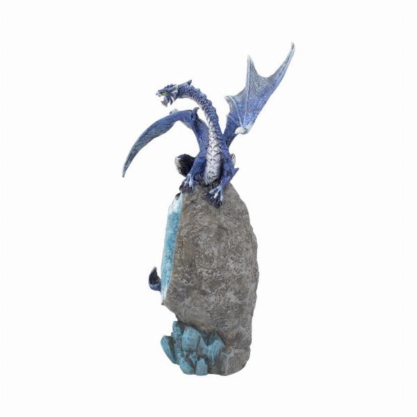 Photo #2 of product U4497N9 - Cobalt Custodian Fantasy Blue Dragon Sitting On A Geode 23cm