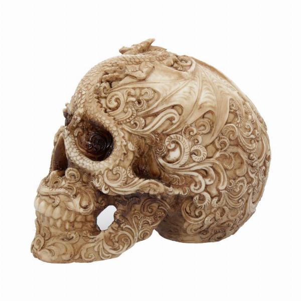 Photo #2 of product U4465N9 - Cranial Drakos Engraved Dragon Skull Ornament 19.5cm