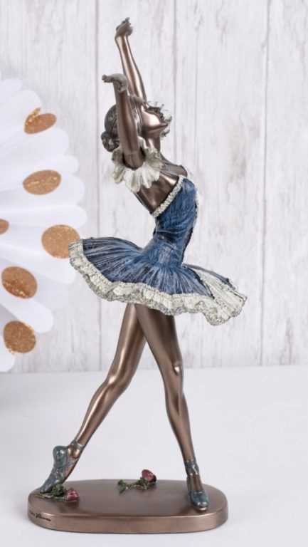 Photo of Dancing Ballerina Blue Dress Bronze Figurine 27 cm