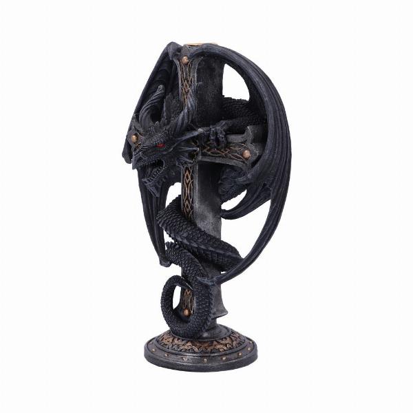 Photo #2 of product D5983W2 - Dark Ember Gothic Dragon Candle Holder 24.5cm
