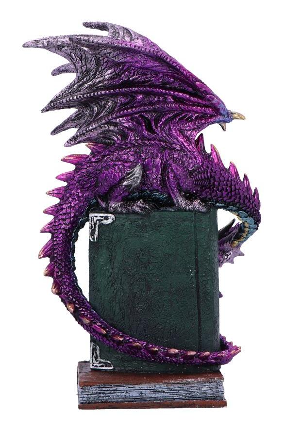 Photo #4 of product U6702A24 - Dragon Fable Purple Dragon on Book Figurine 24cm
