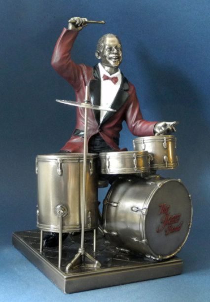 Photo of Drummer Jazz Bronze Figurine