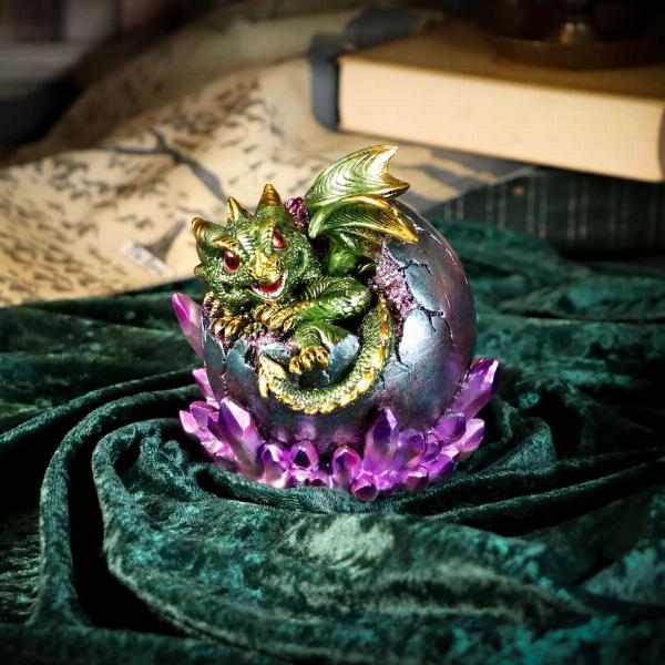 Photo #5 of product U5482T1 - Emerald Hatchling Glow Dragonling Green Dragonling Crystal Figurine