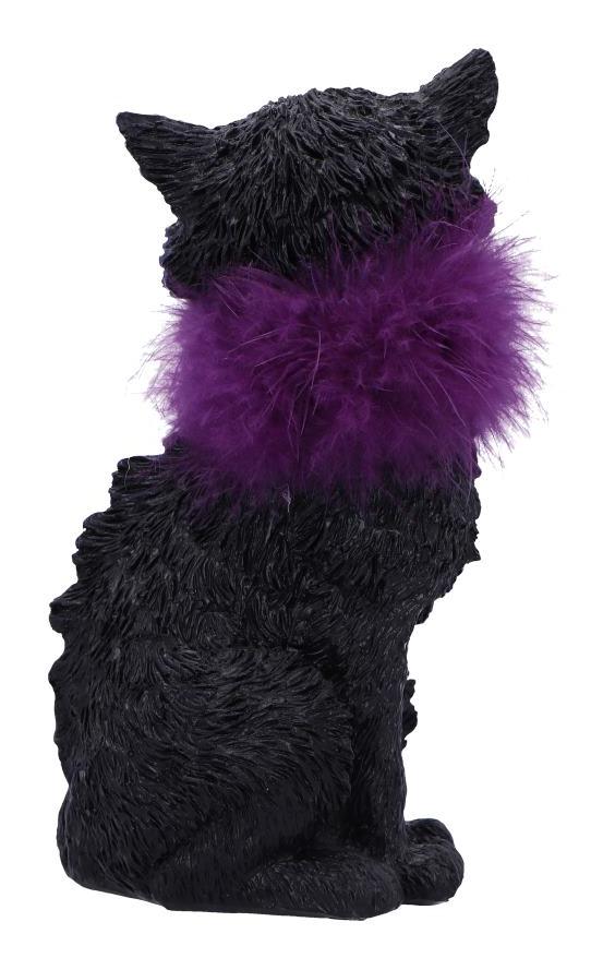 Photo #4 of product D6749A24 - Furgus Black Cat Feather Boa Figurine 19.5cm