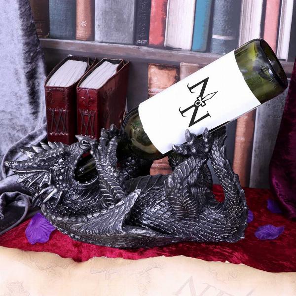 Photo #5 of product NEM6303 - Metallic Silver Dragon Guzzler Wine Bottle Holder