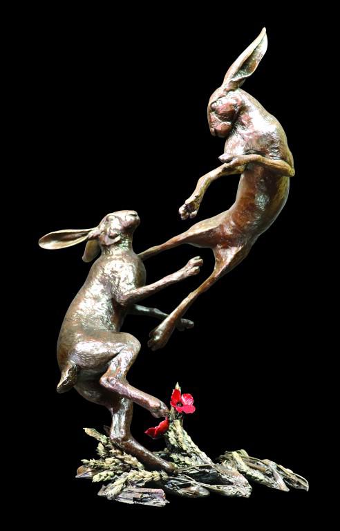 Photo of Hares Boxing Bronze Figurine Limited Edition Michael Simpson