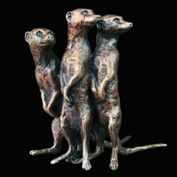 Photo of Meerkat Group Standing Bronze Miniature (Butler and Peach)