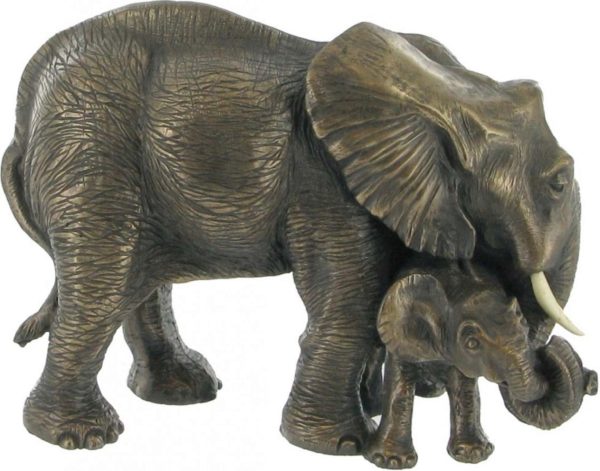 Photo of Mother and Baby Elephant Bronze Sculpture