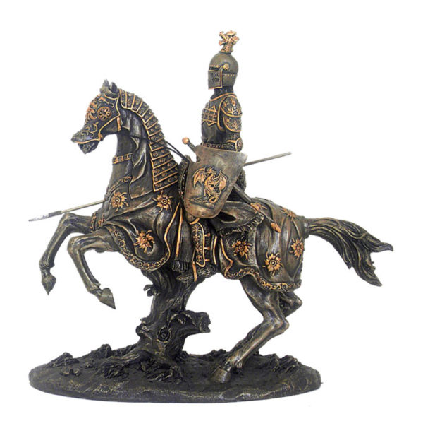 Photo of Mounted Knight with Spear and Shield Bronze Figurine