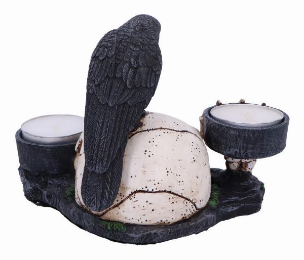 Photo #4 of product D6762A24 - Nevermore Raven and Skull Candle Holder 15cm