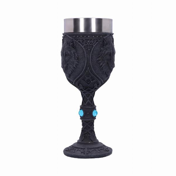 Photo #2 of product U2501G6 - Night Wolf Black Gothic Animal Goblet 19.5cm