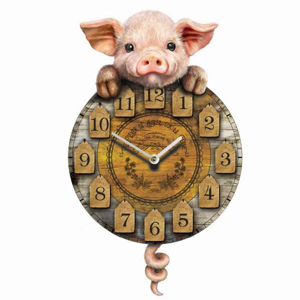 Photo #1 of product B3086H7 - Piggin' Tickin' Pig Pendulum Clock