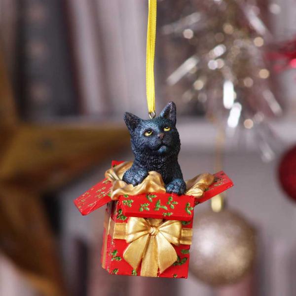 Photo #5 of product B5784U1 - Lisa Parker Present Cat Hanging Ornament 9cm