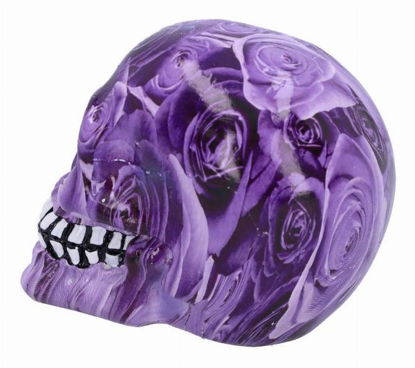 Photo #3 of product D5102R0 - Set of 6 Purple Romance Rose Print Skull Ornaments