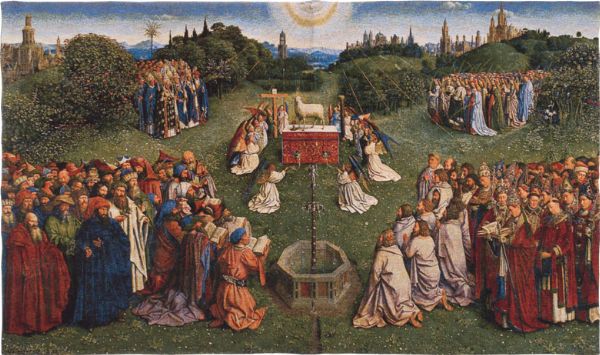 Phot of The Adoration Of The Mystic Lamb By Jan Van Eyck Wall Tapestry