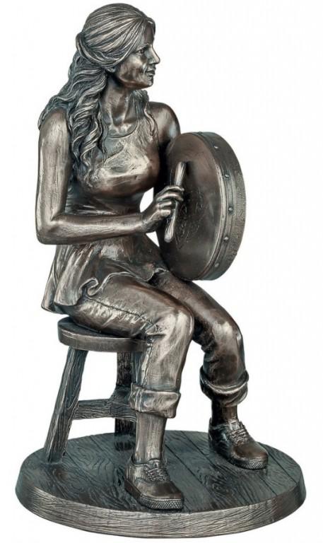 Photo of The Bodhran Player Bronze Figurine