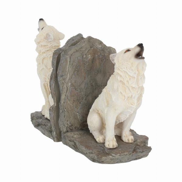 Photo #2 of product H2522G6 - Wardens of the North White Wolf Bookends