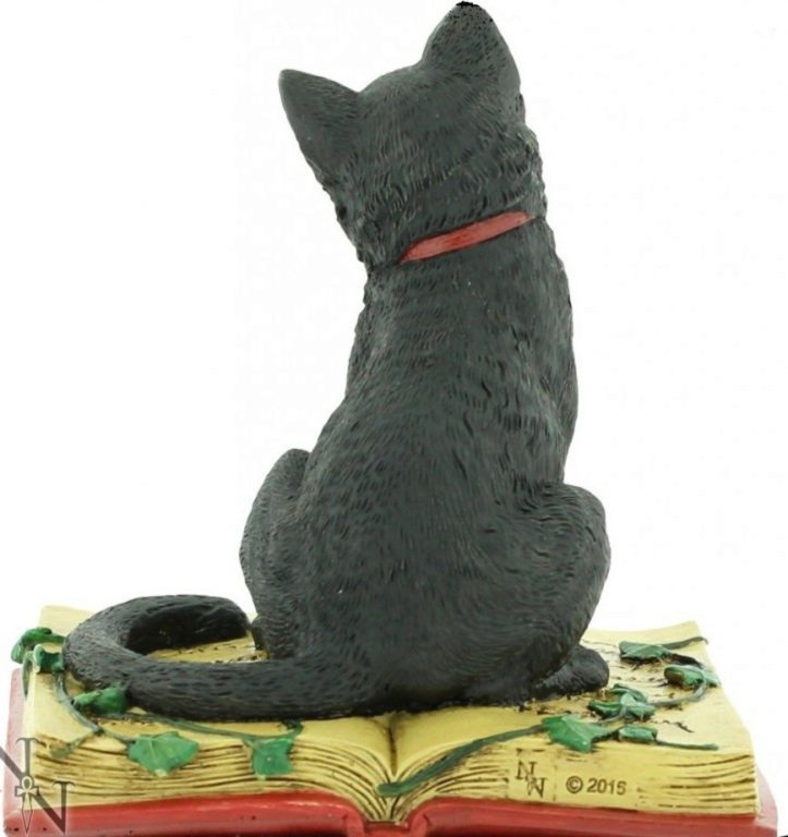 Eclipse Cat Spell Book Figurine Wiccan Witch Gothic Ornament 12cm