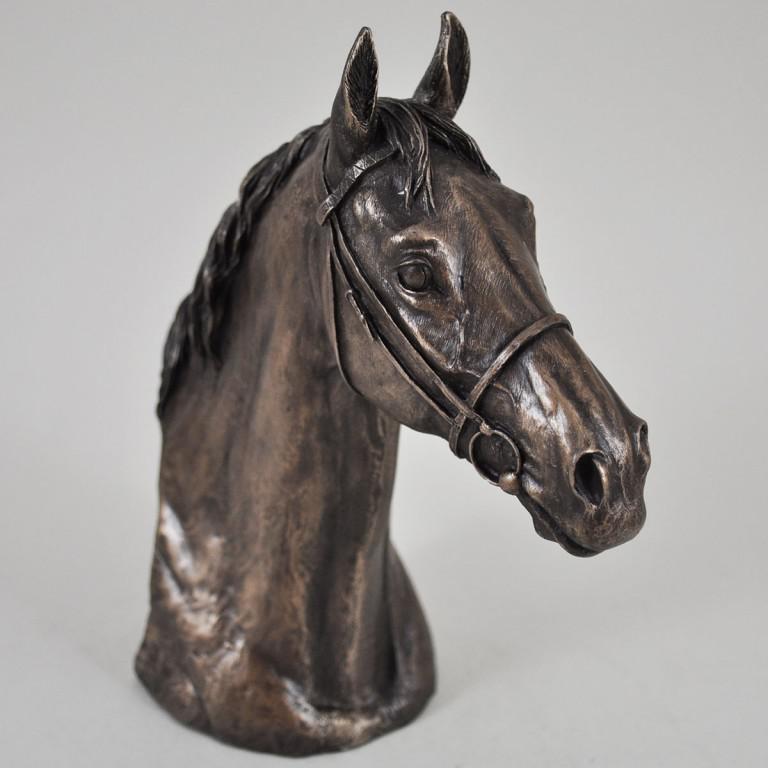 David Geenty Thoroughbred Horse Head Bronze Sculpture