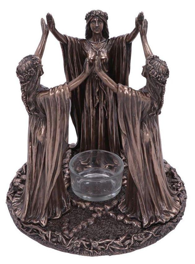 Wiccan Ceremony Triple Goddess Bronze Tea Light Holder | Bronze Gifts