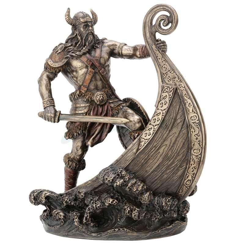 Viking On Longship Bronze Statue | Bronze Gifts