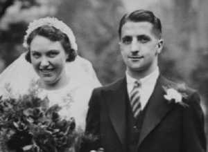 Old photo of couple getting married